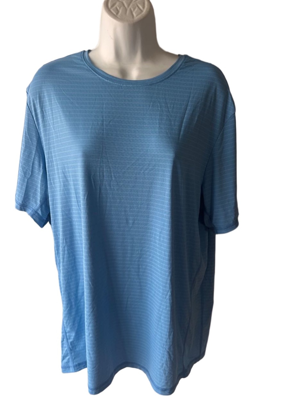 Soybu Light Blue Performance Tee Size L Short Sleeve Textured Stripe Athleisure